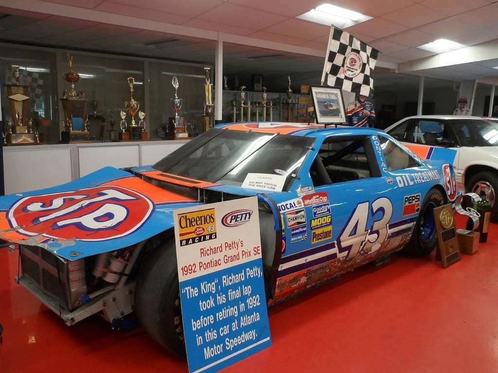 Richard Petty’s iconic blue and red number 43 STP stock car on display at the Richard Petty Museum